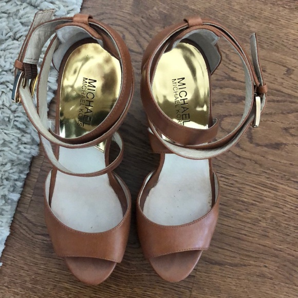 Michael Kors Brown Leather Wedges - Picture 2 of 7
